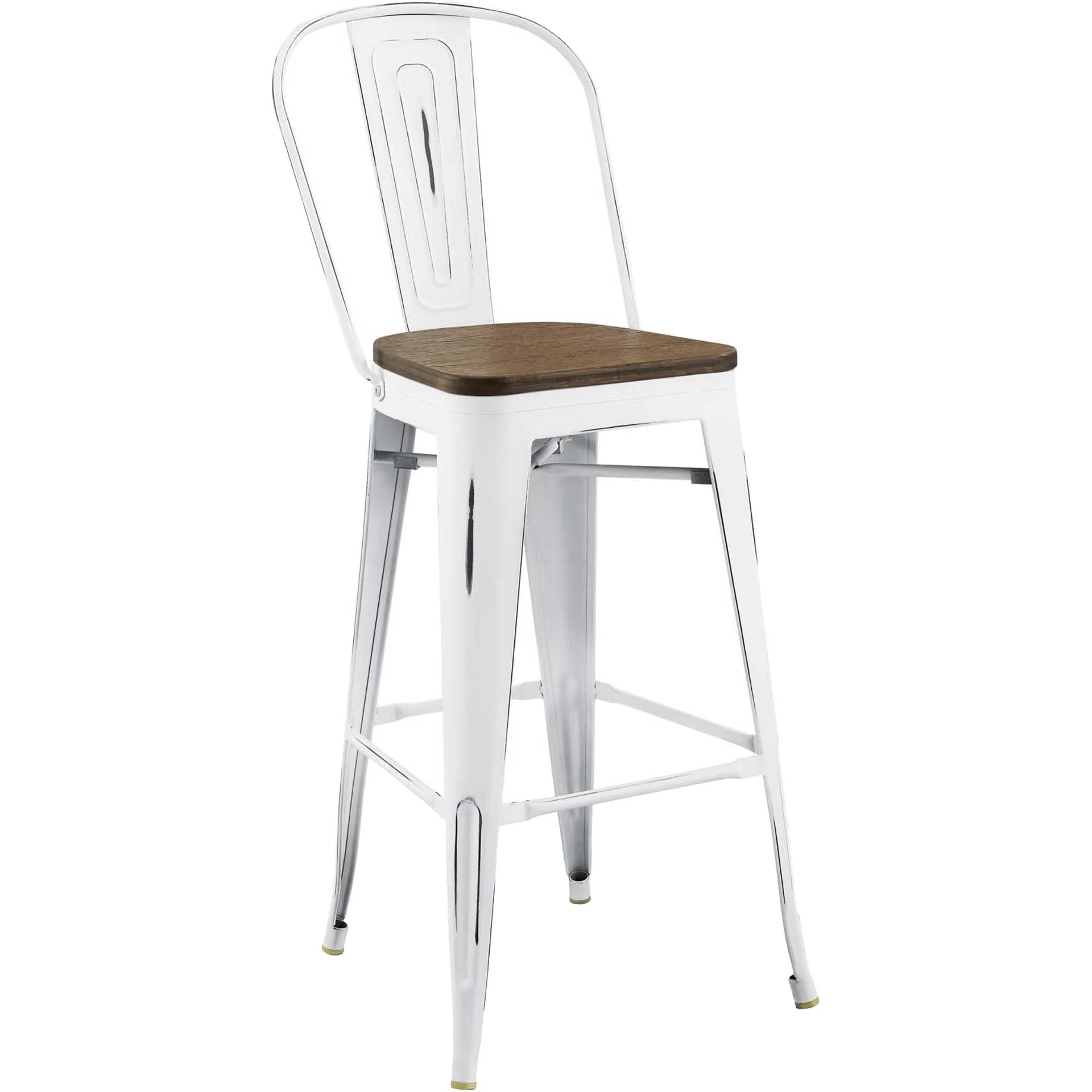 Panora High Backrest Bar Stool White