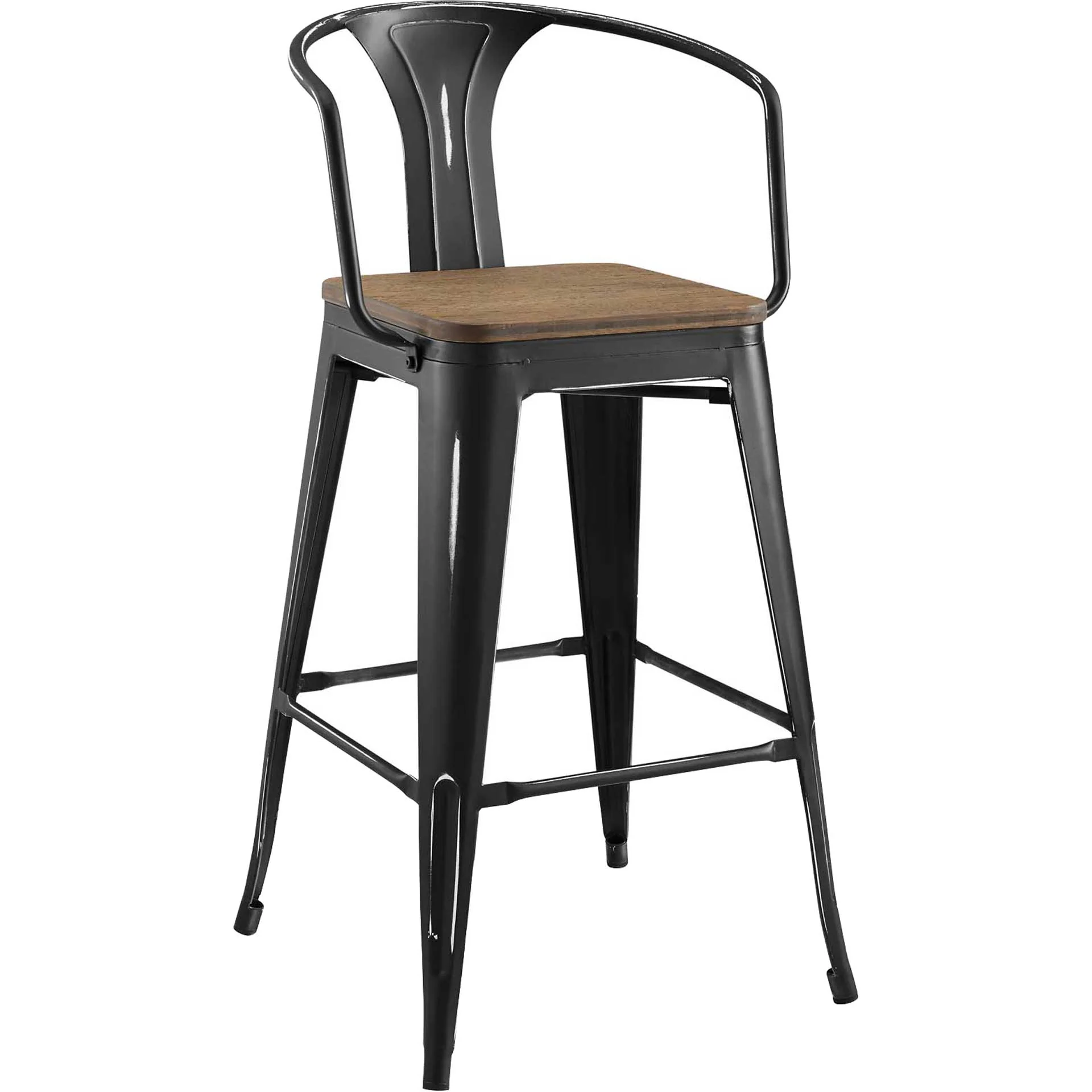 Panora Low Backrest Bar Stool Black