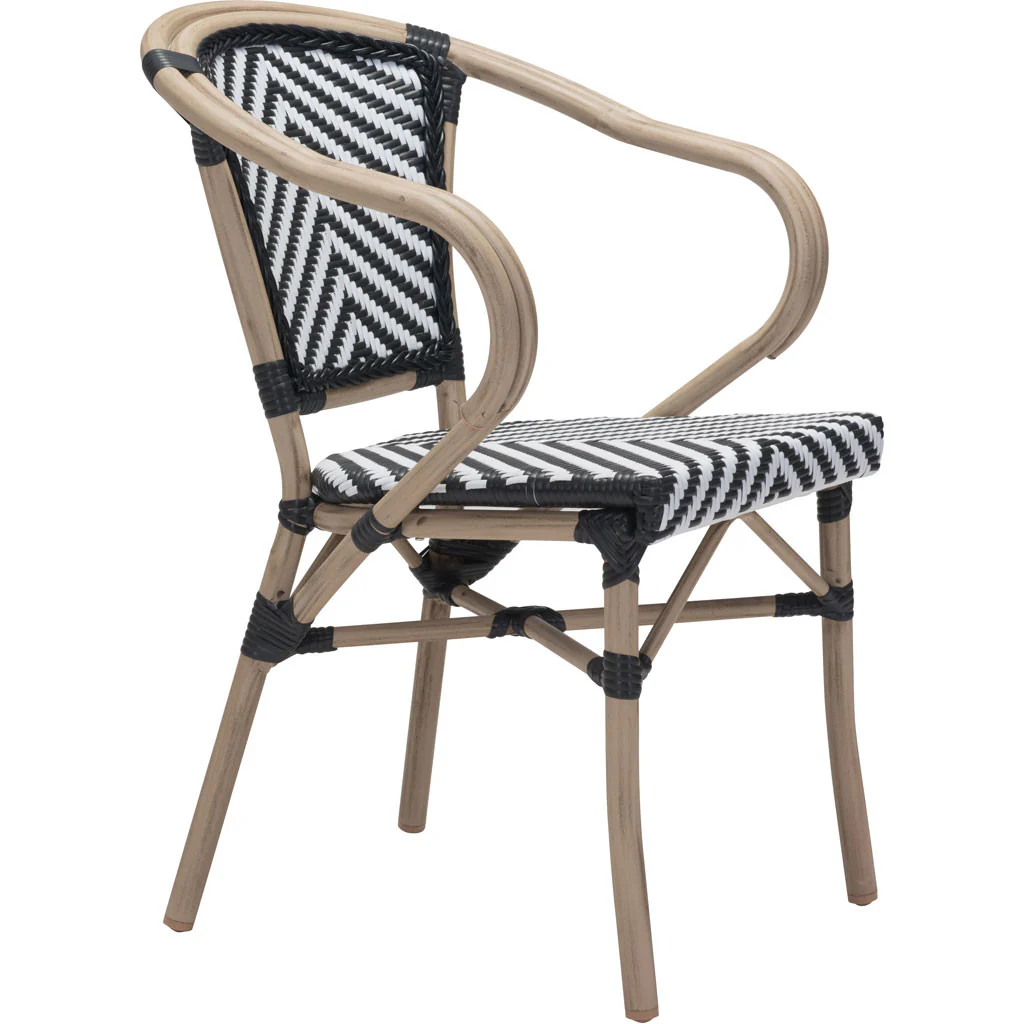 Parisian Dining Arm Chair Black & White (Set of 2)