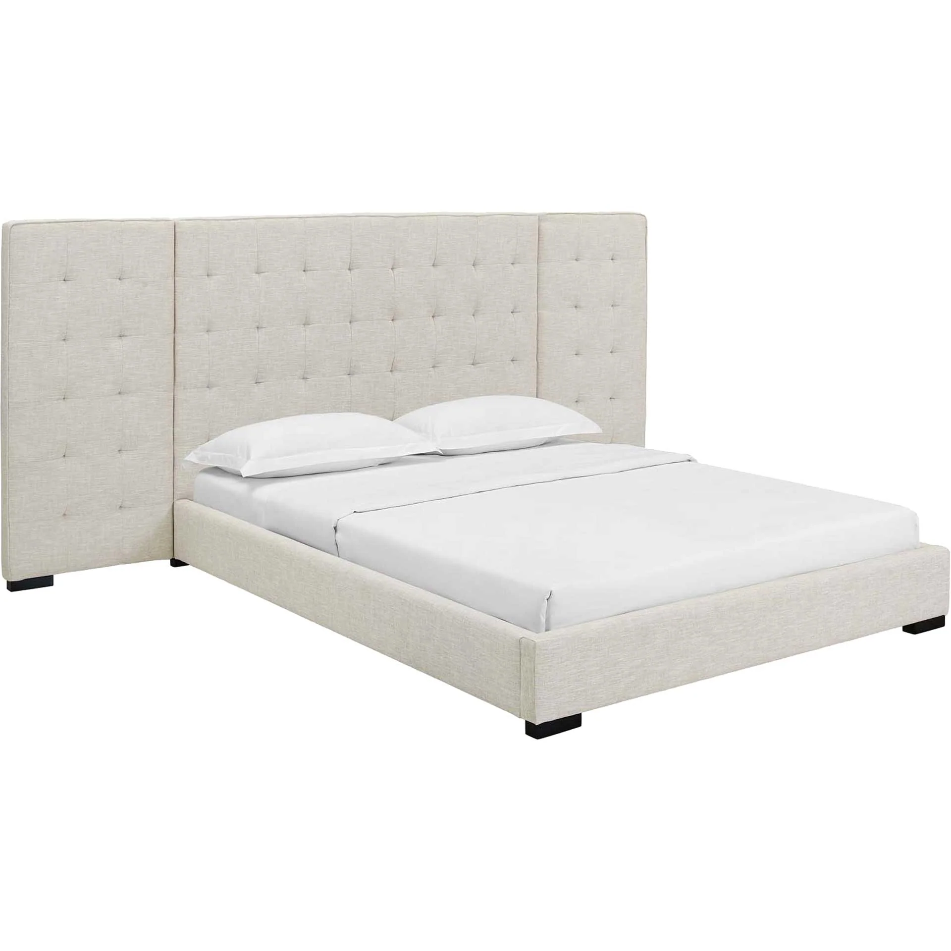 Patrick Upholstered Fabric Platform Bed Beige