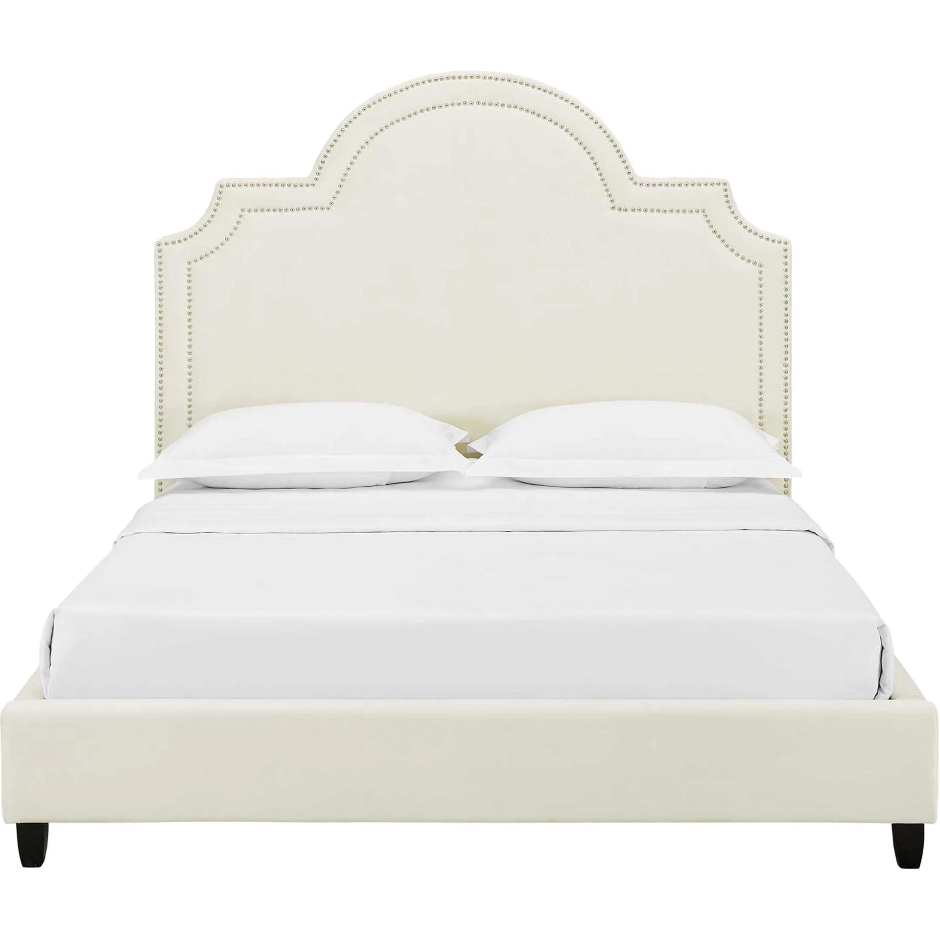 Patrick Velvet Platform Bed Ivory