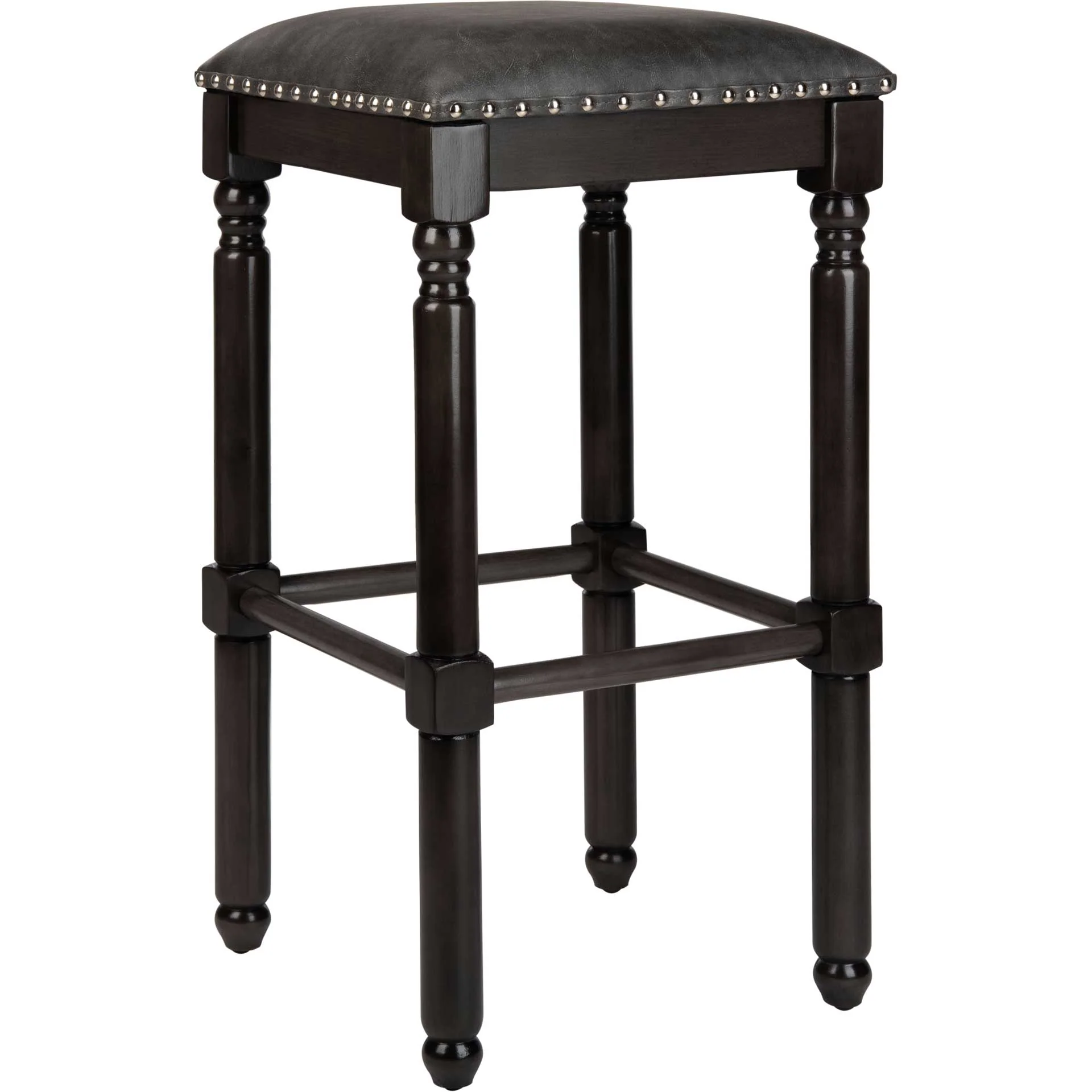 Prevail Faux Leather Bar Stool Gray/Walnut (Set of 2)
