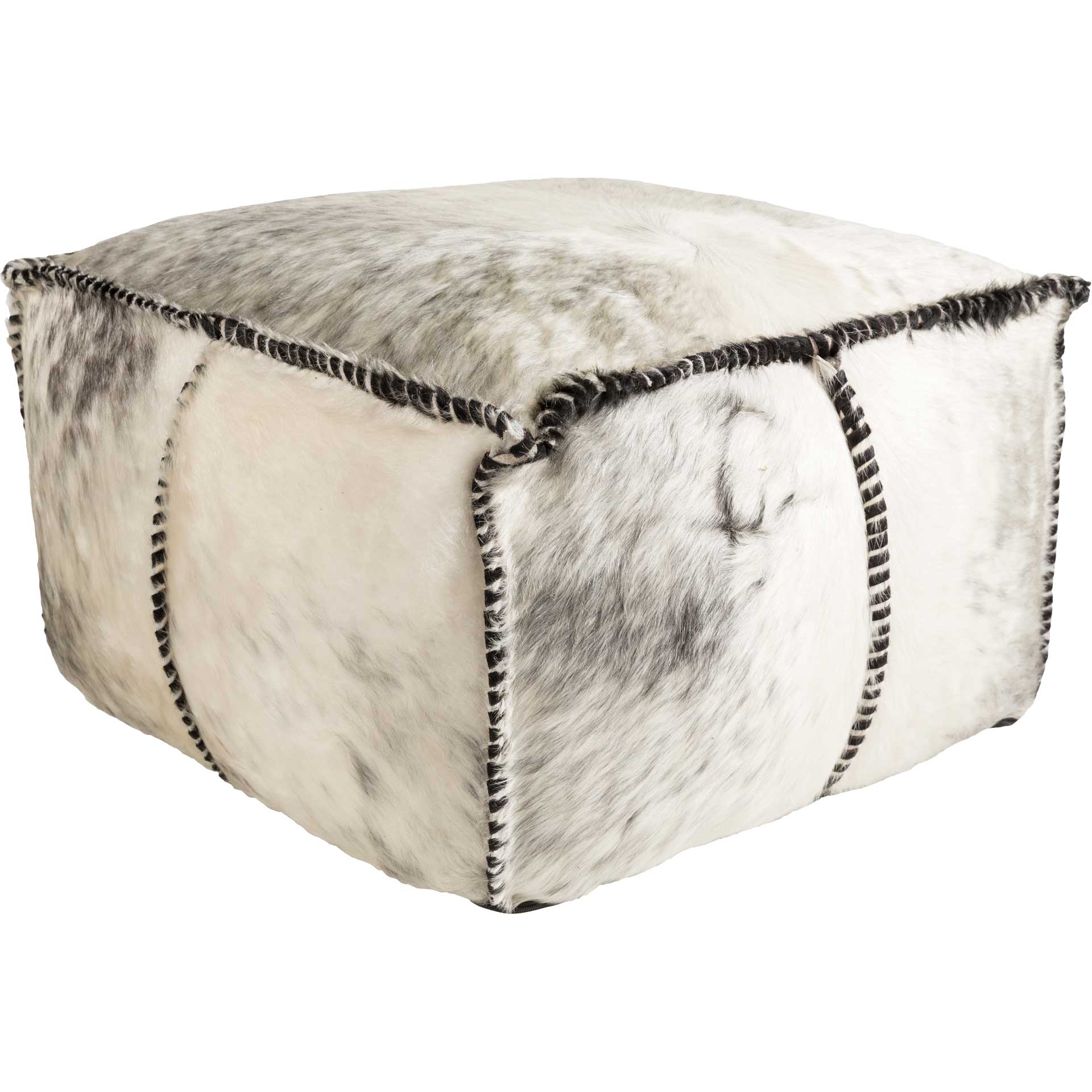 Raelyn Pouf Black/Medium Gray/White