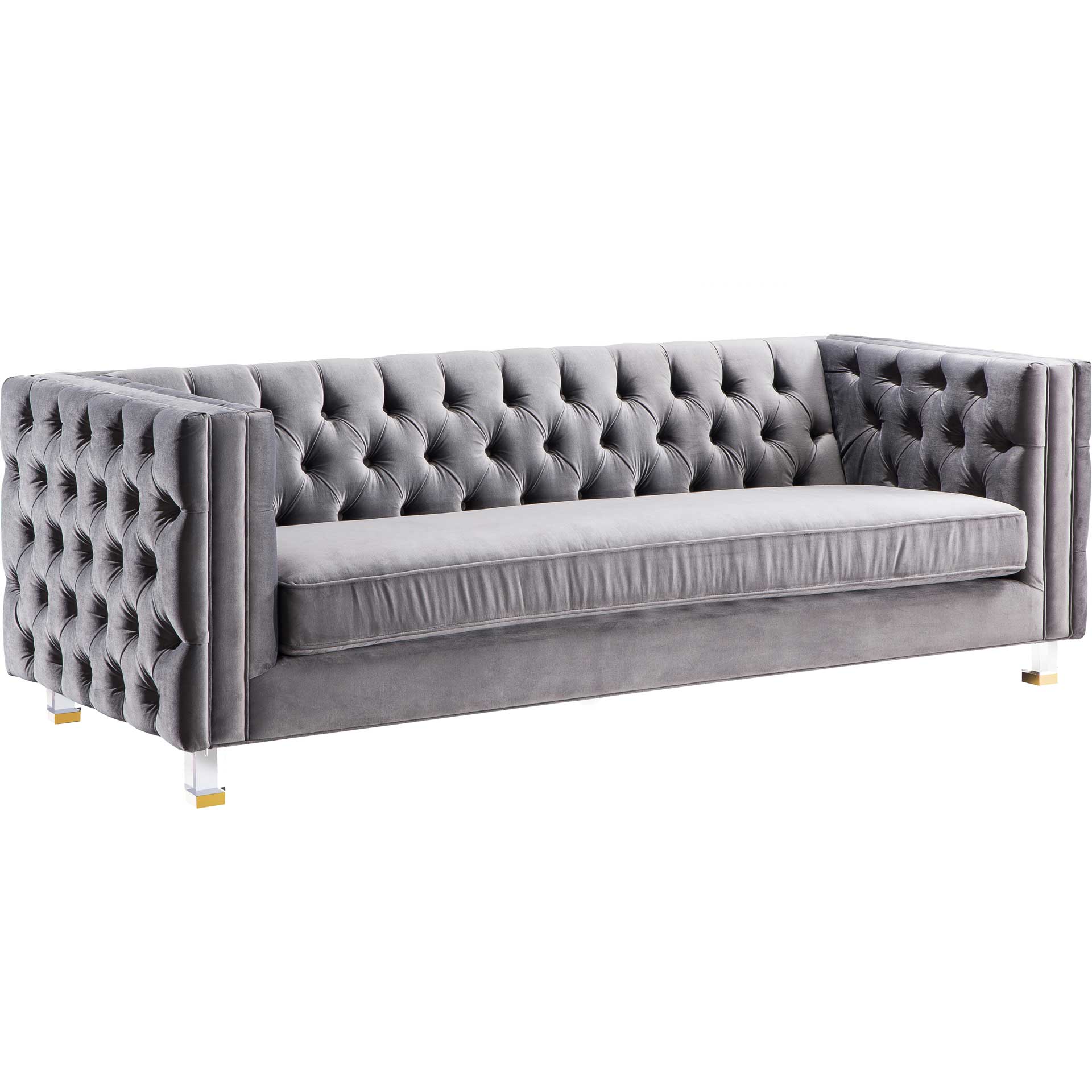 Ridge Velvet Sofa Gray