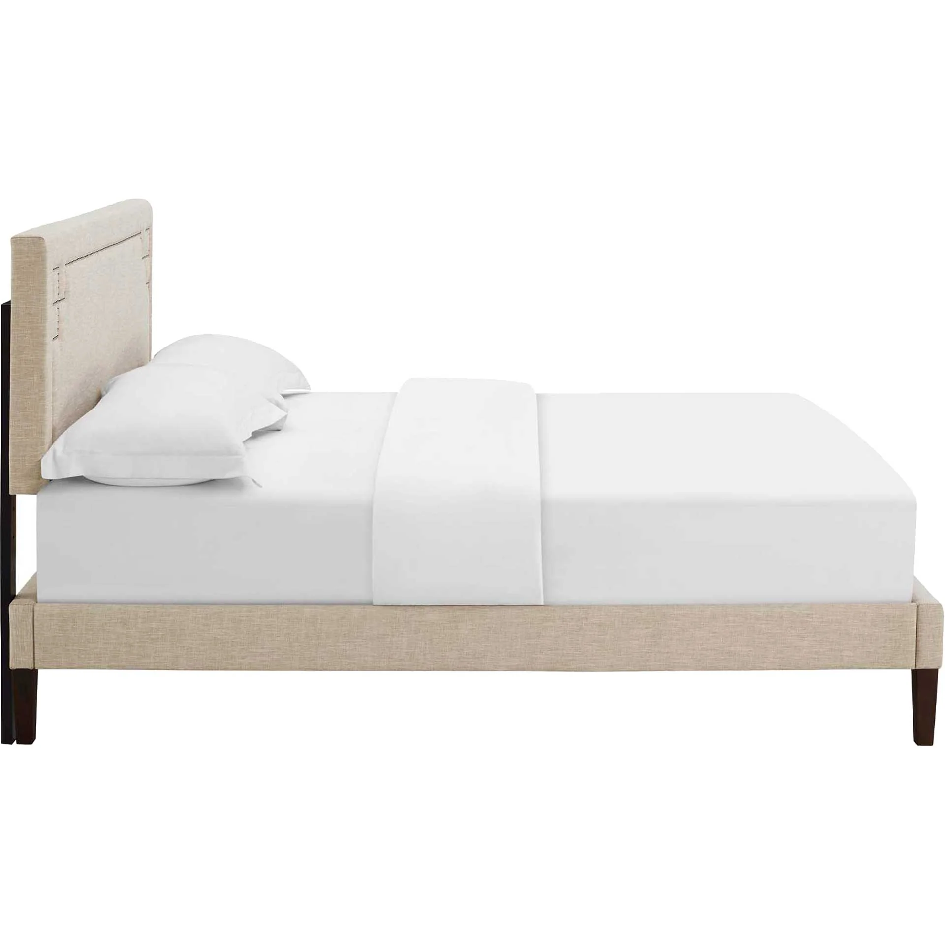 Rosa Fabric Platform Bed Beige - Image 3