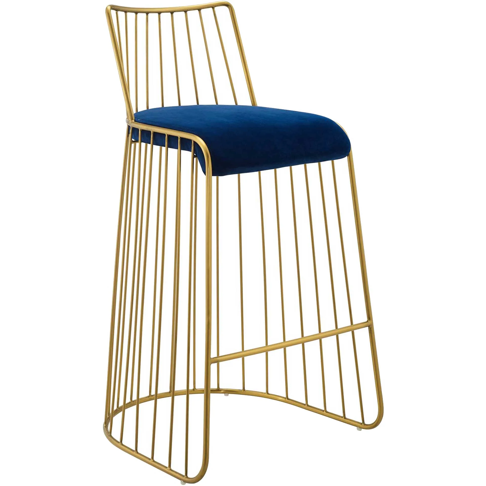 Ruth Velvet Bar Stool Gold/Navy