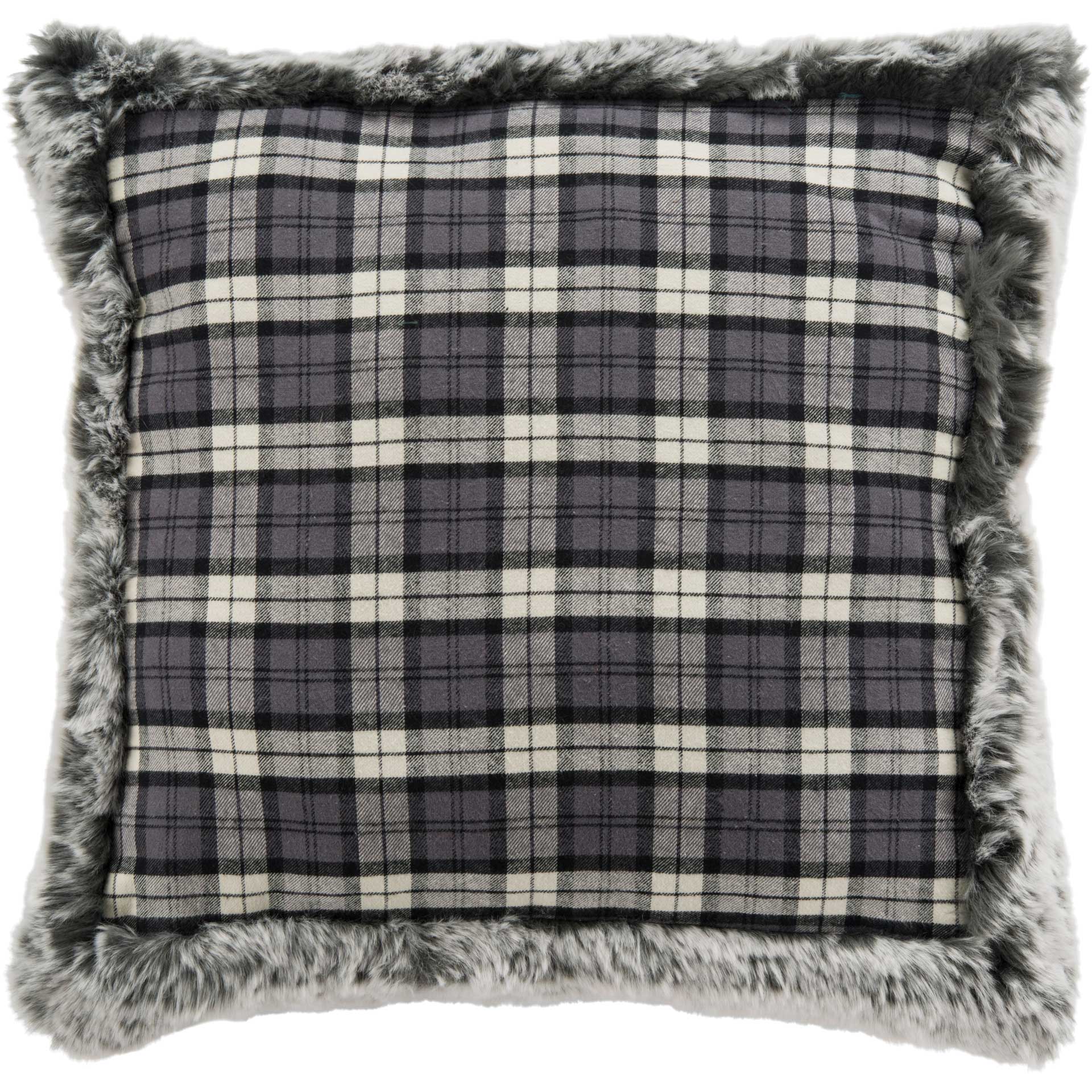 Saanvi Faux Fur Pillow Gray/Blue