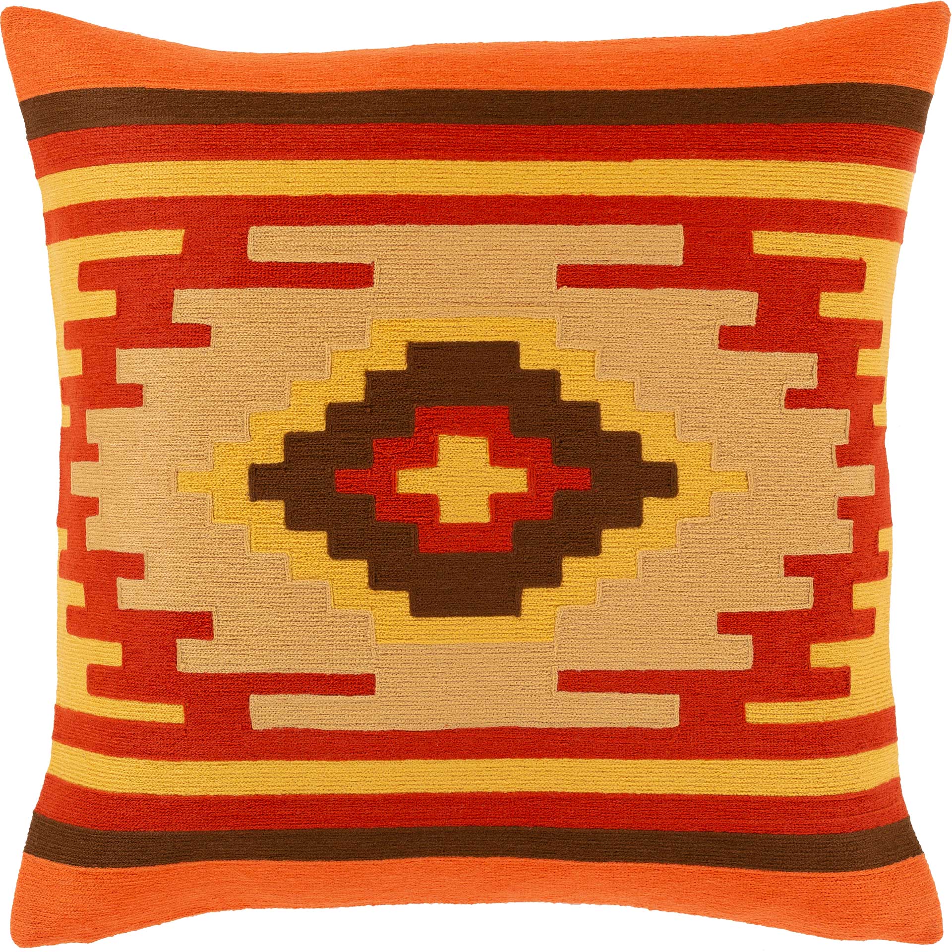 Sadie Pillow Bright Orange/Burnt Orange/Beige