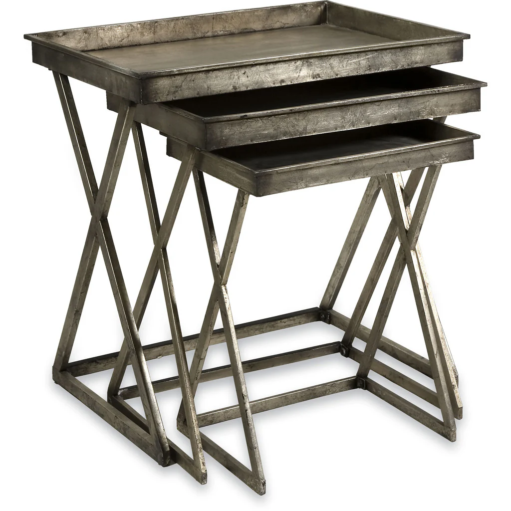 Silver 3-Piece Leaf Tray Tables