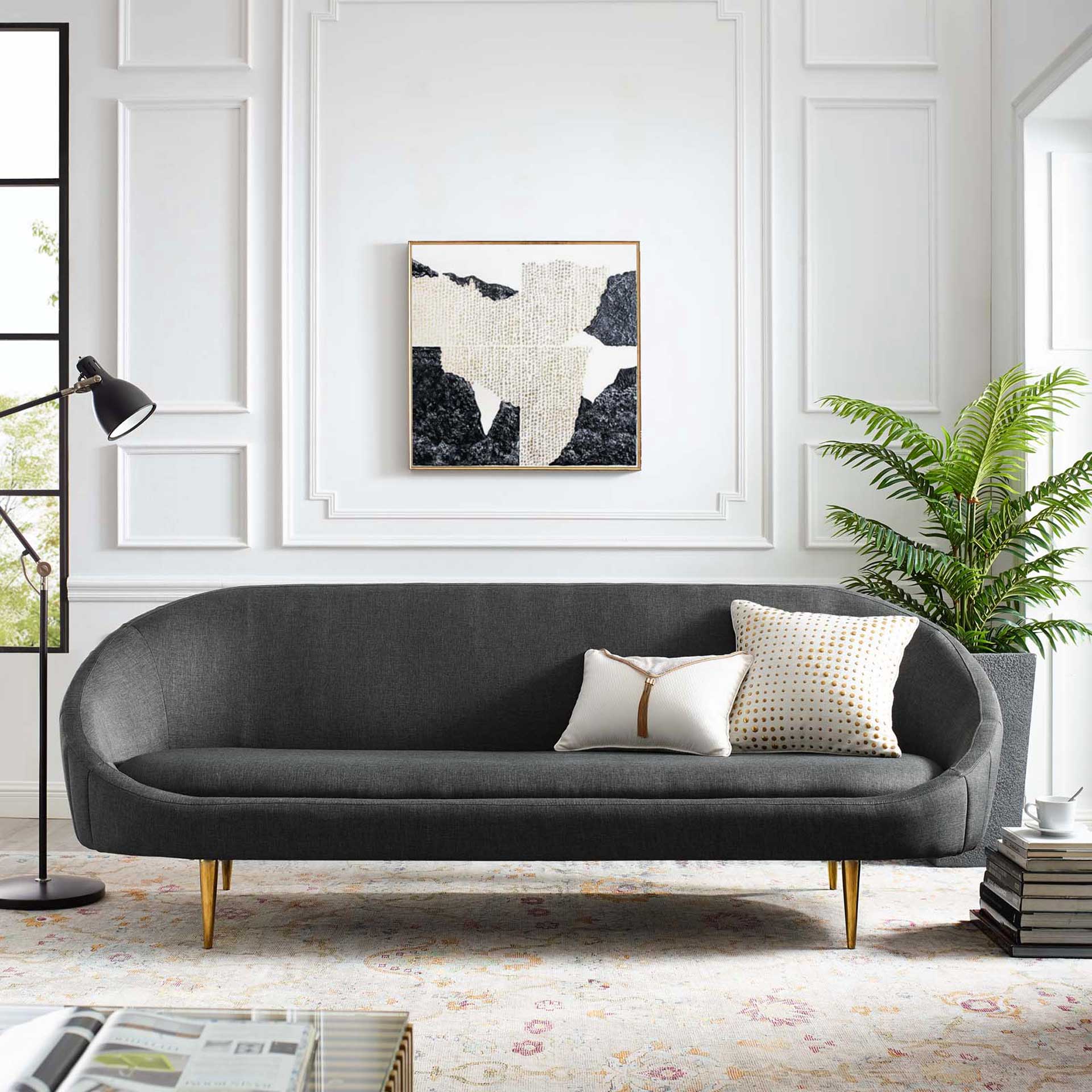 Simeon Vertical Curve Back Fabric Sofa Gray - Image 6