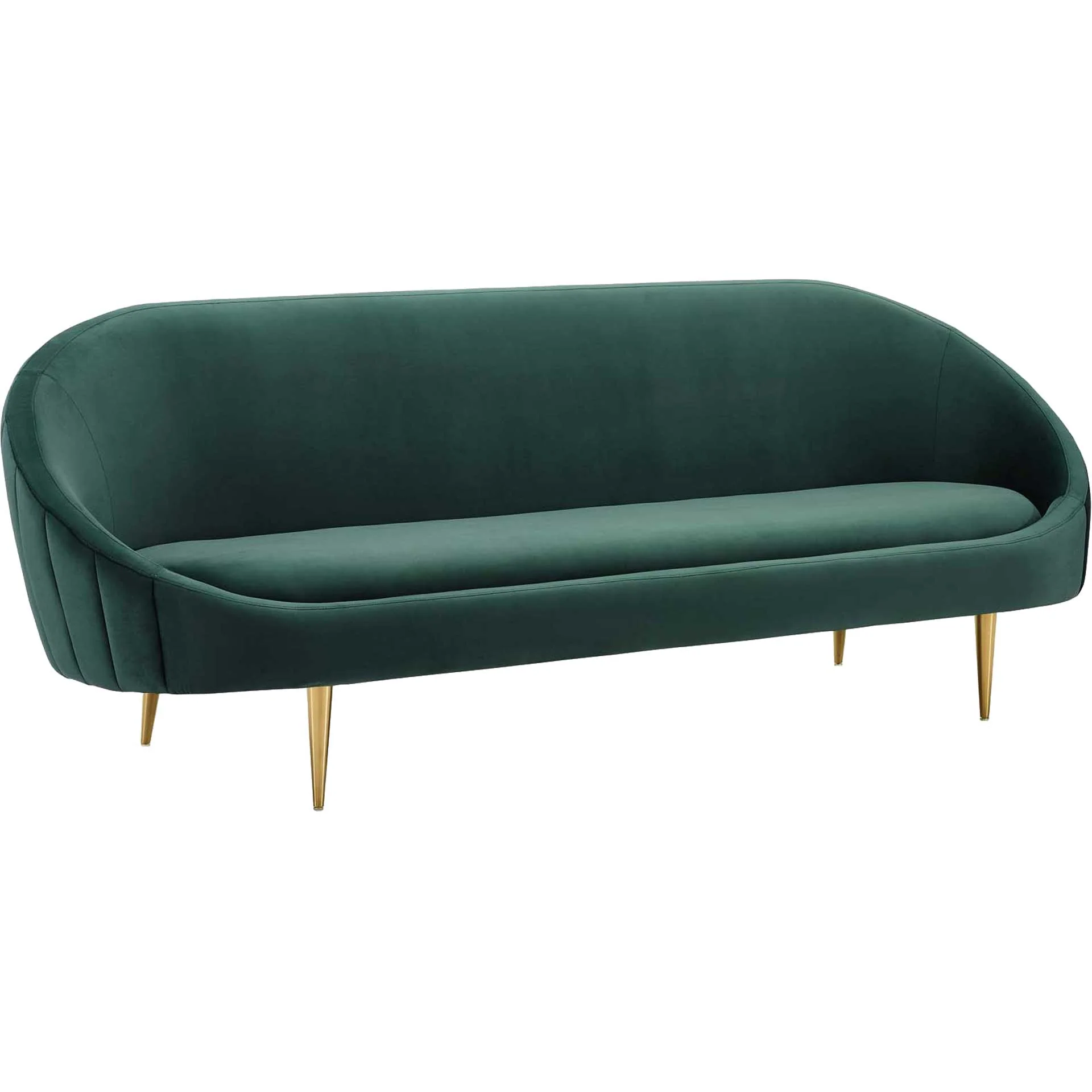 Simeon Vertical Curve Back Velvet Sofa Green