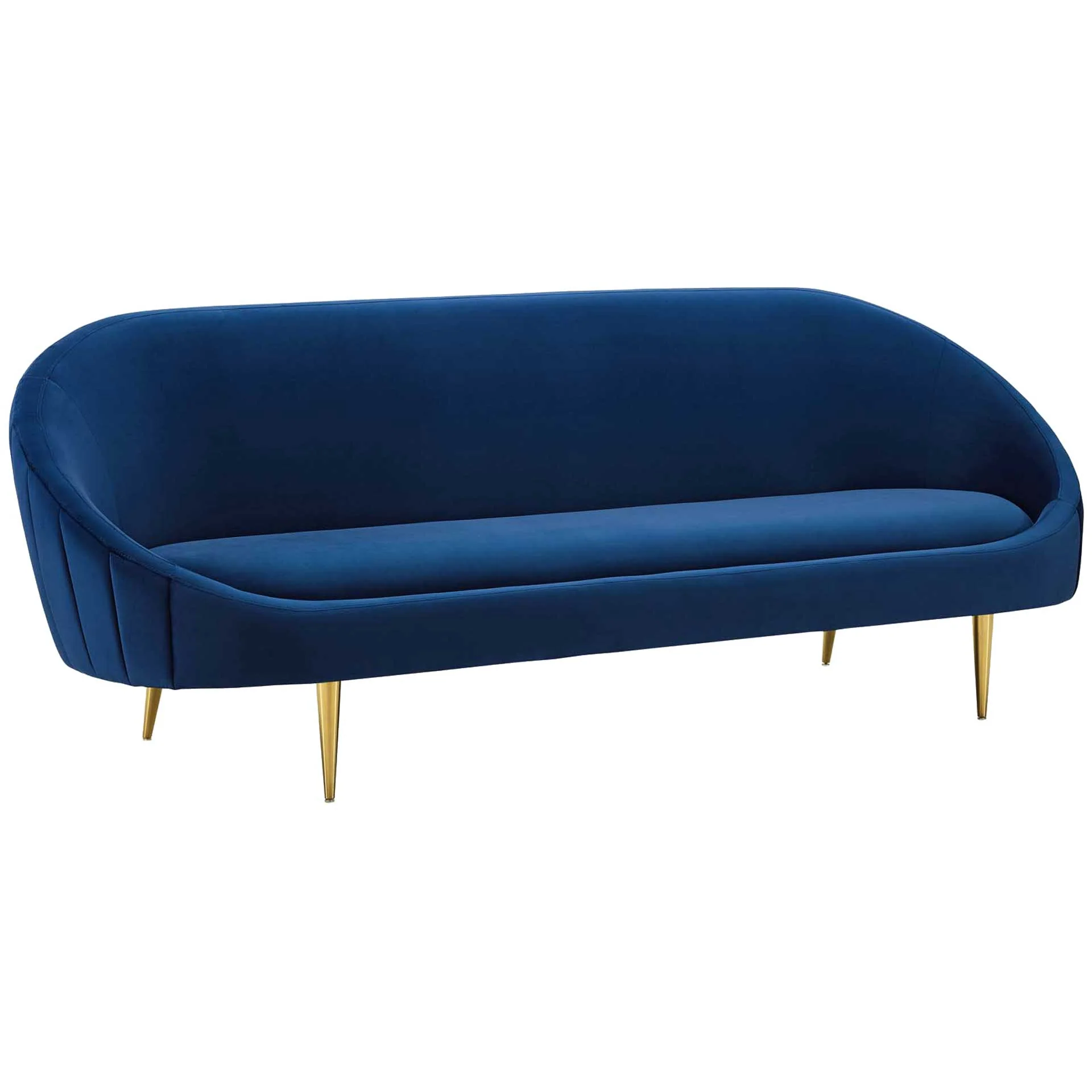 Simeon Vertical Curve Back Velvet Sofa Navy