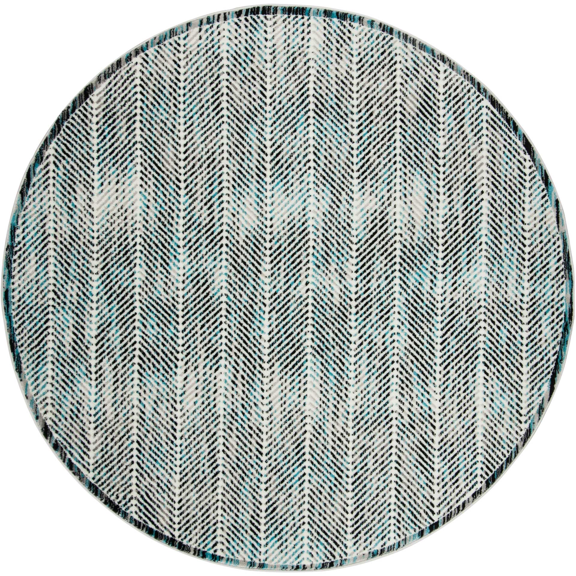 Skyler Chevron Gray/Blue Round Rug