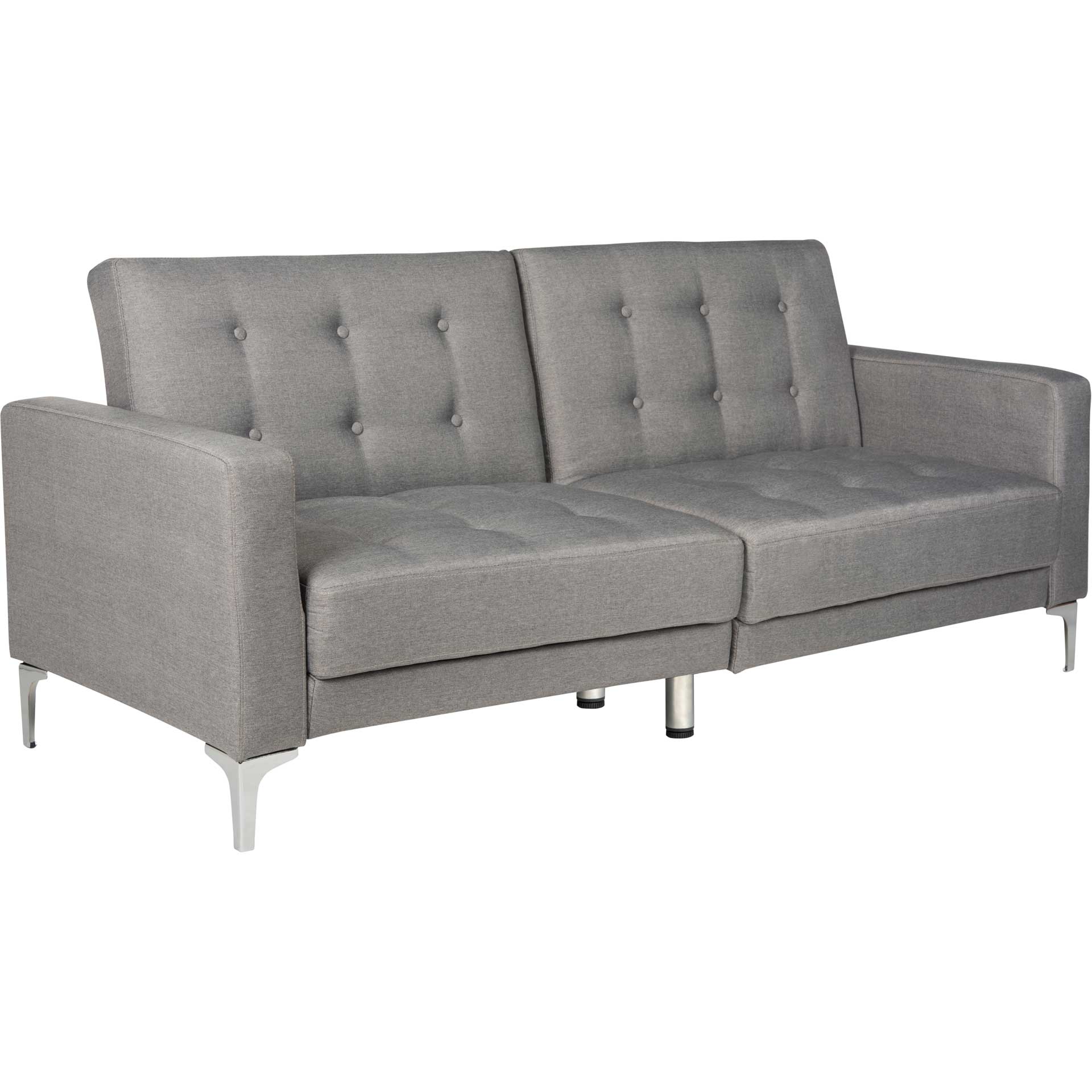 Solid Tufted Foldable Sofa Bed Gray/Silver