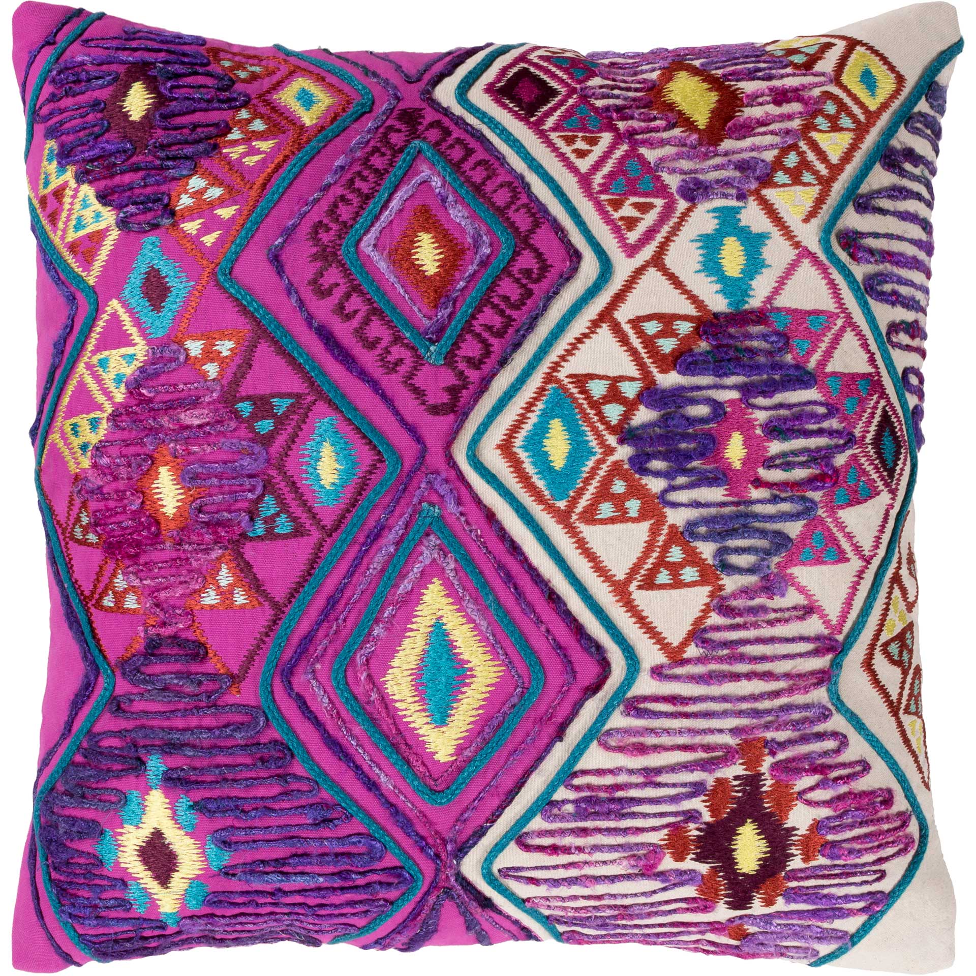 Spencer Pillow Bright Purple/Ivory/Teal