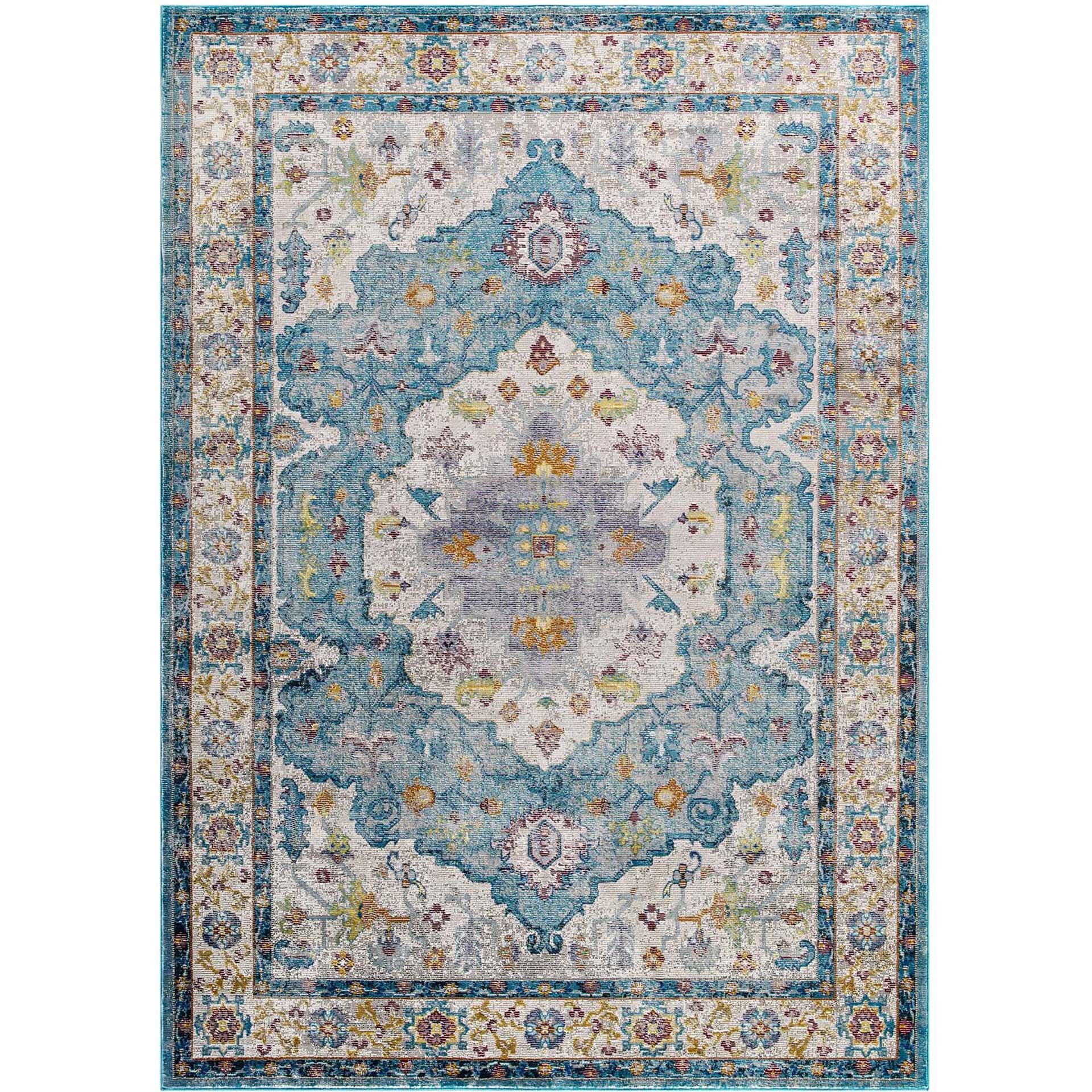 Sutton Area Rug Light Blue/Ivory/Yellow/Orange