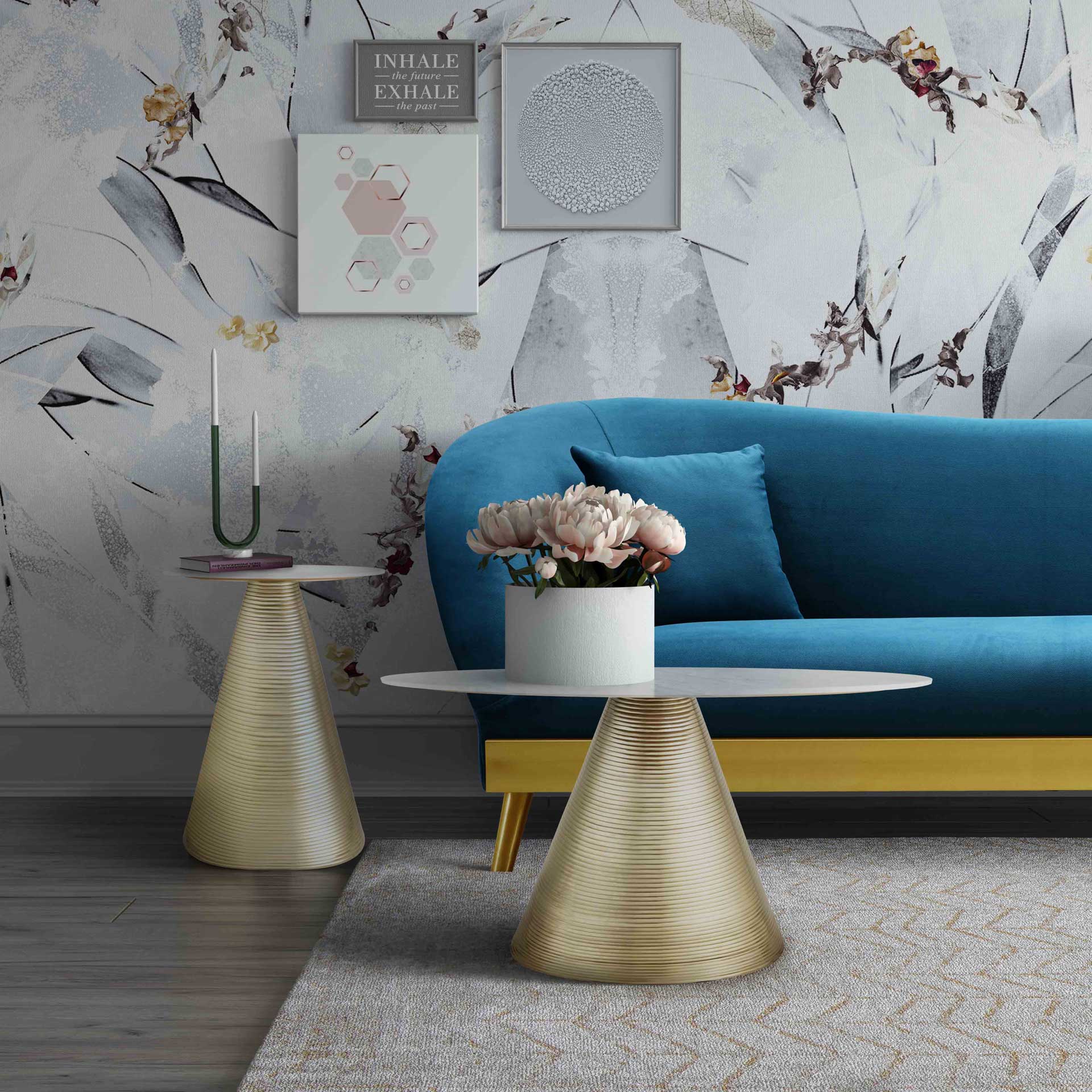 Teegan Marble Side Table White - Image 5