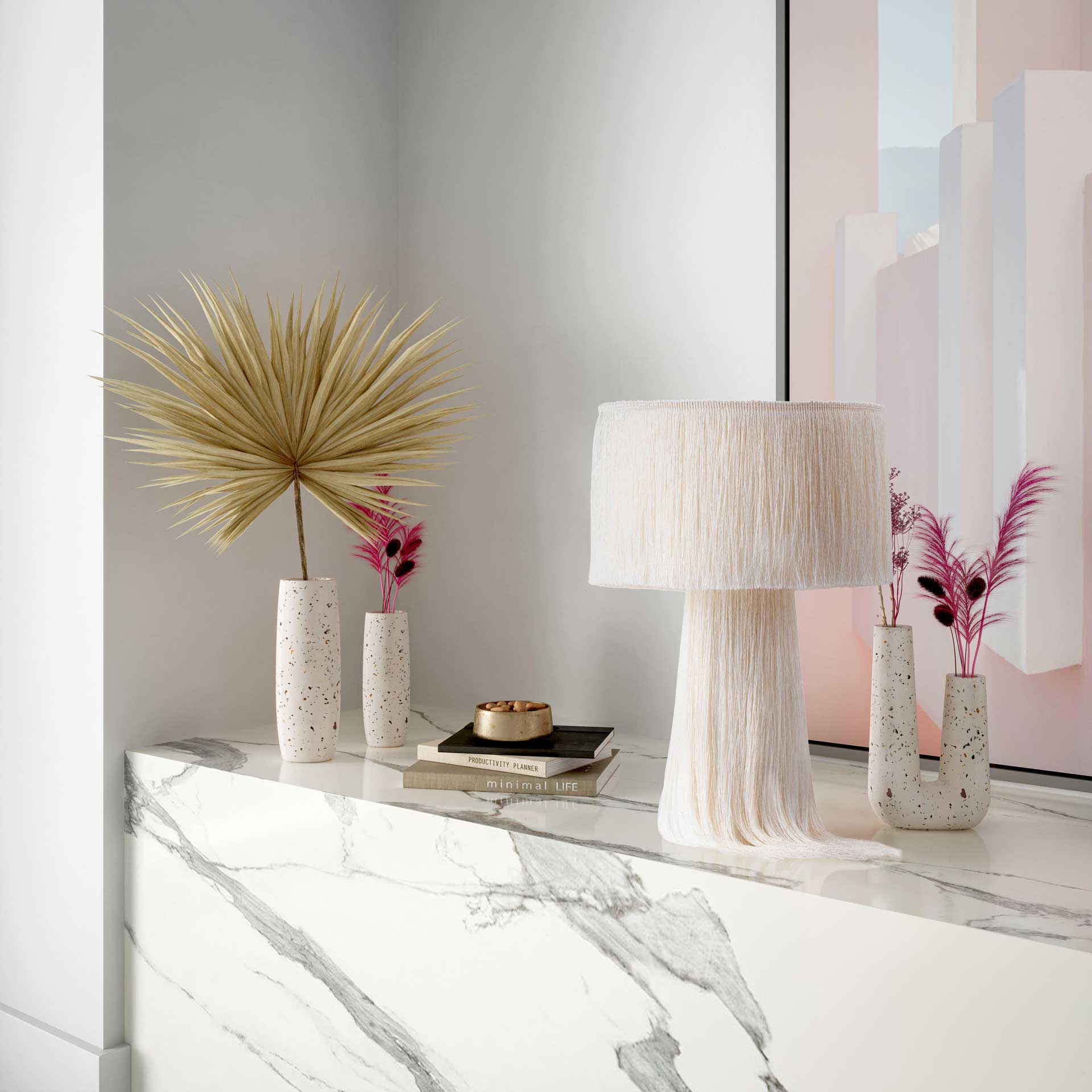Tegan Novelty Tube Vase White Terrazzo - Image 5