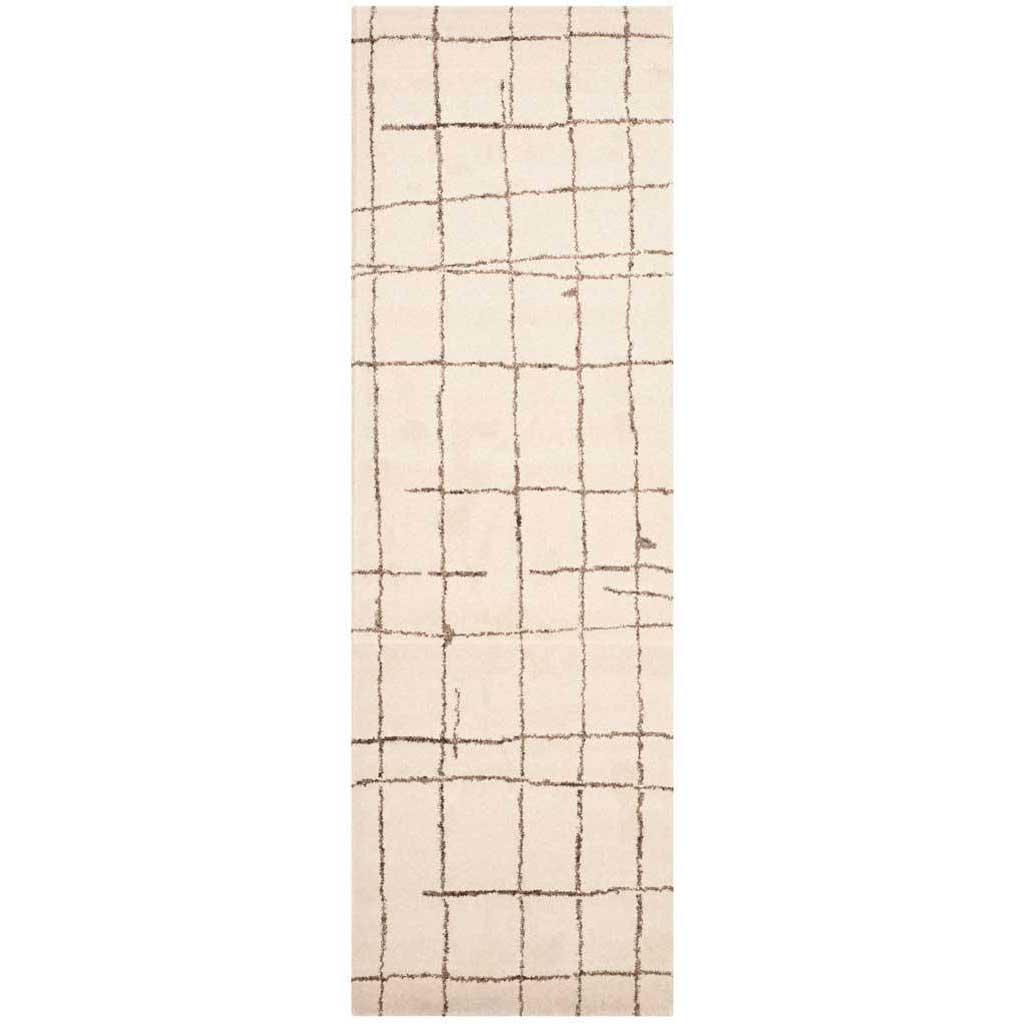 Tunisia Grid Ivory Runner Rug