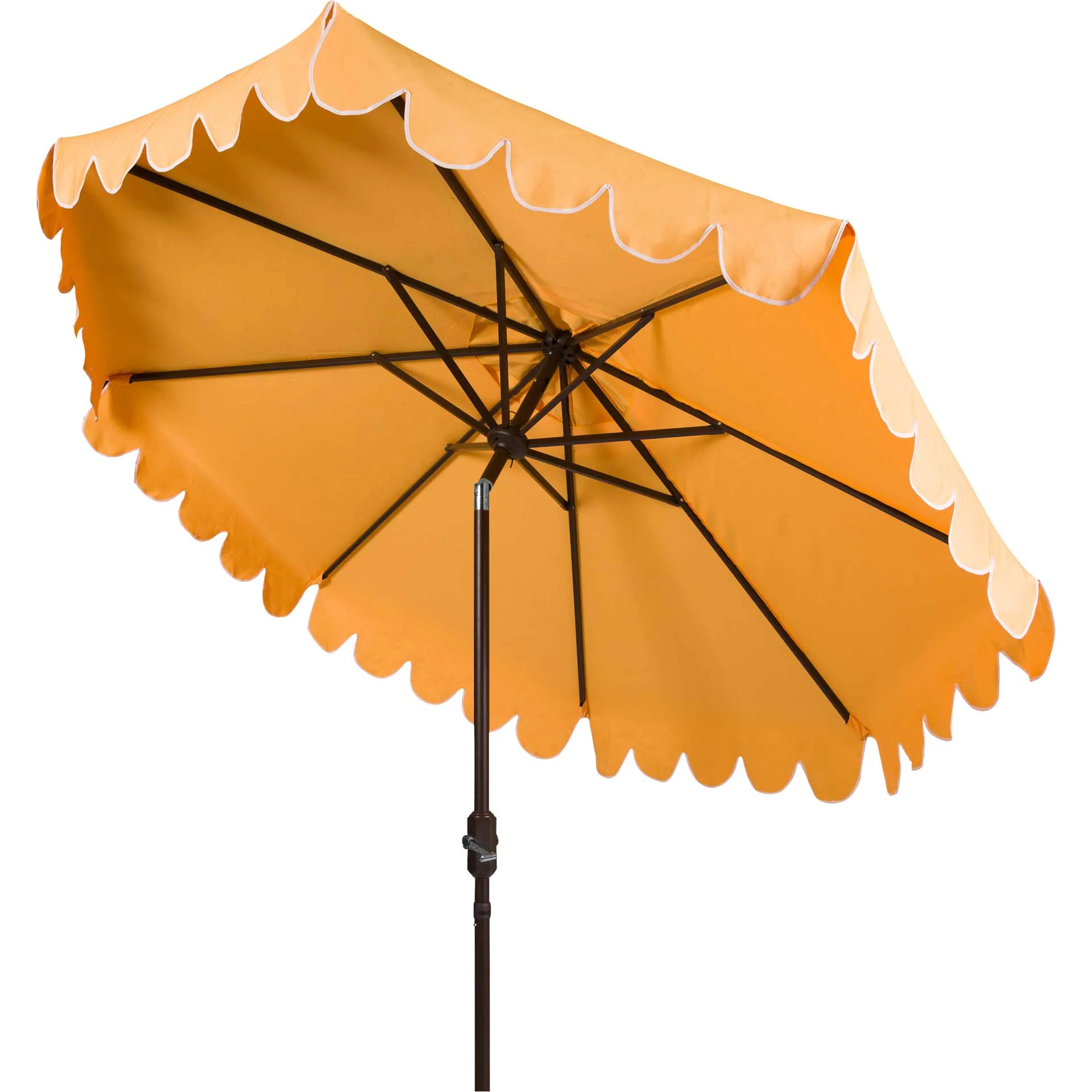 Vela Single Scallop Push Button Tilt Umbrella Yellow/White