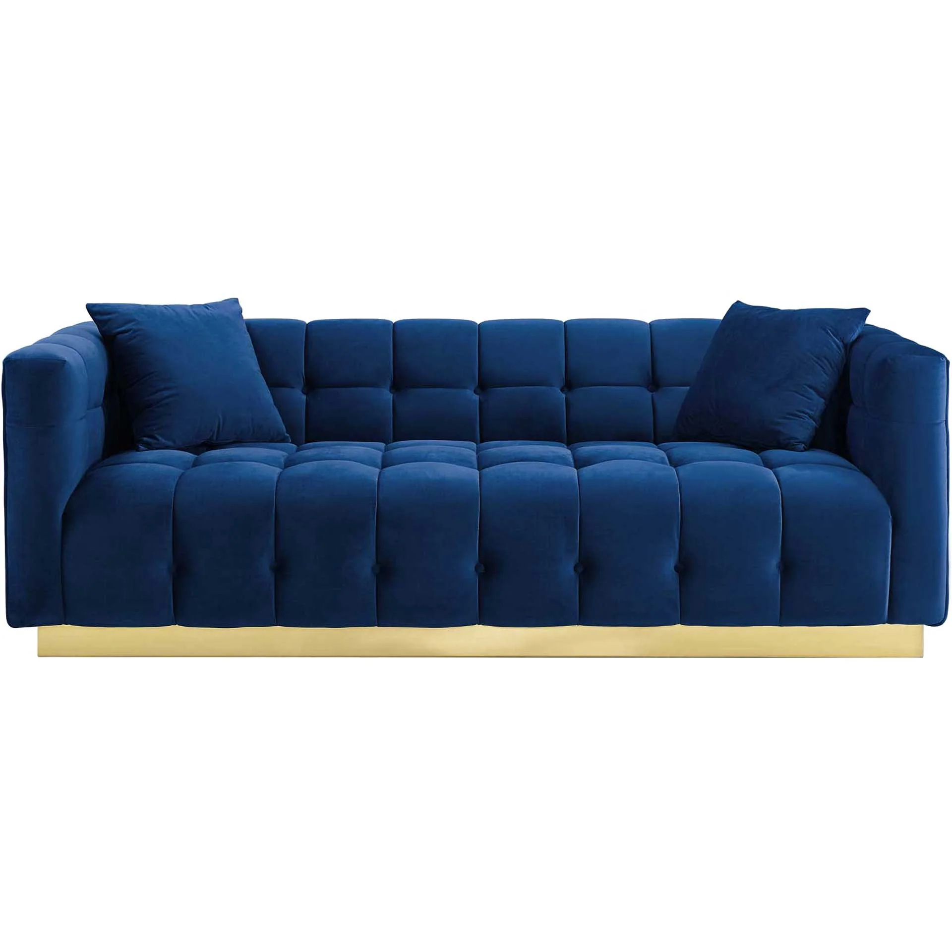 Victor Biscuit Tufted Velvet Sofa Navy