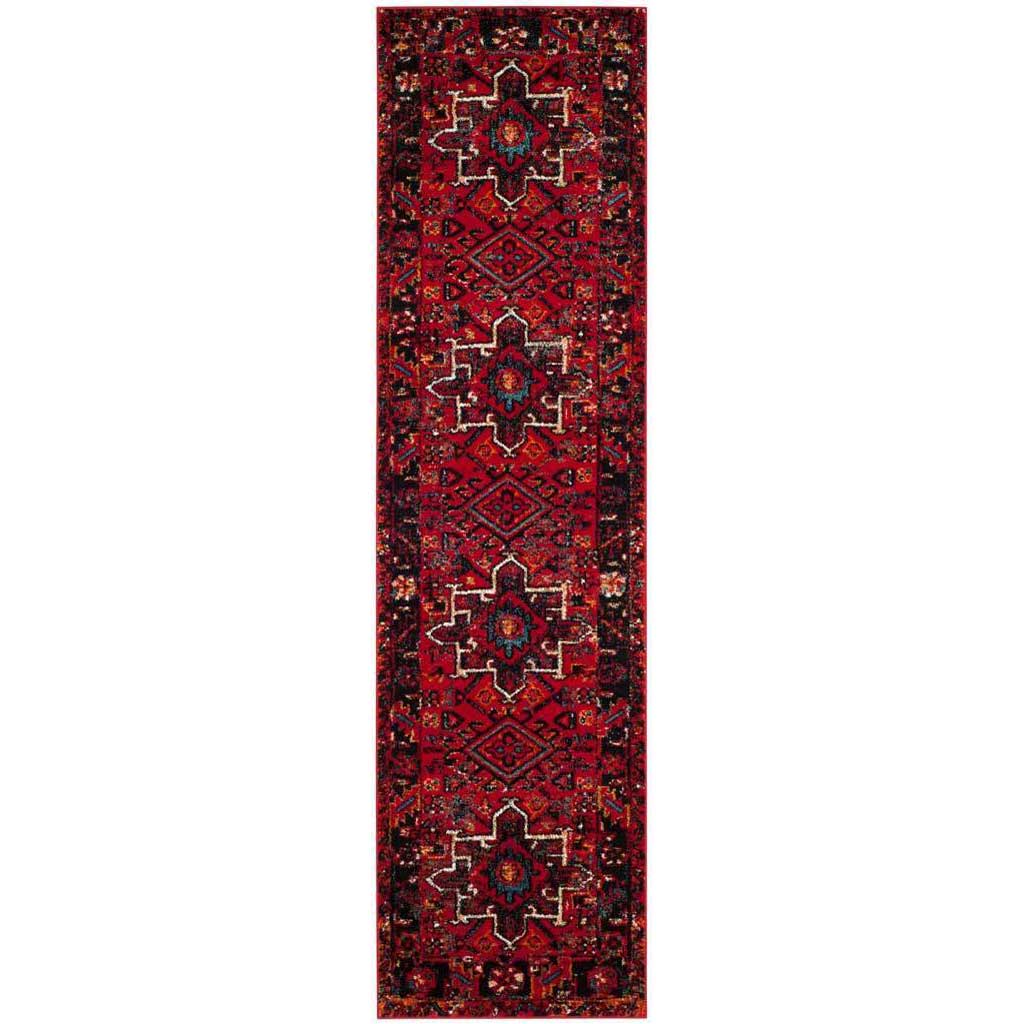 Vintage Hamadan Medallion Red/Multi Runner Rug