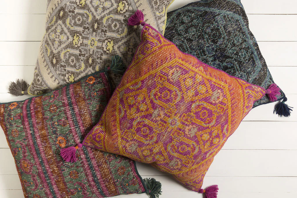 Vintage Heirloom Magenta/Burnt Orange Pillow - Image 2