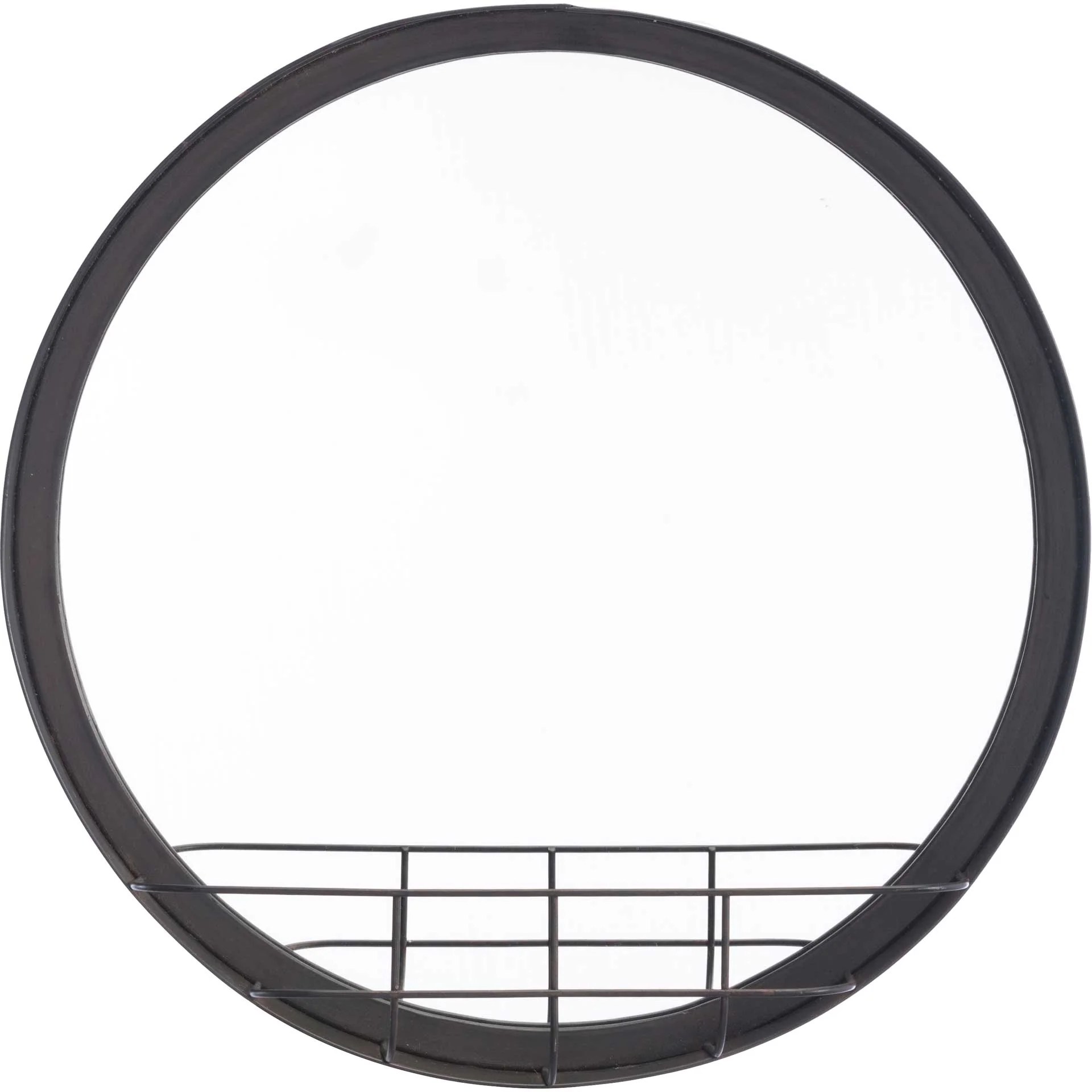 Vintage Round Shelf Mirror Antique Black