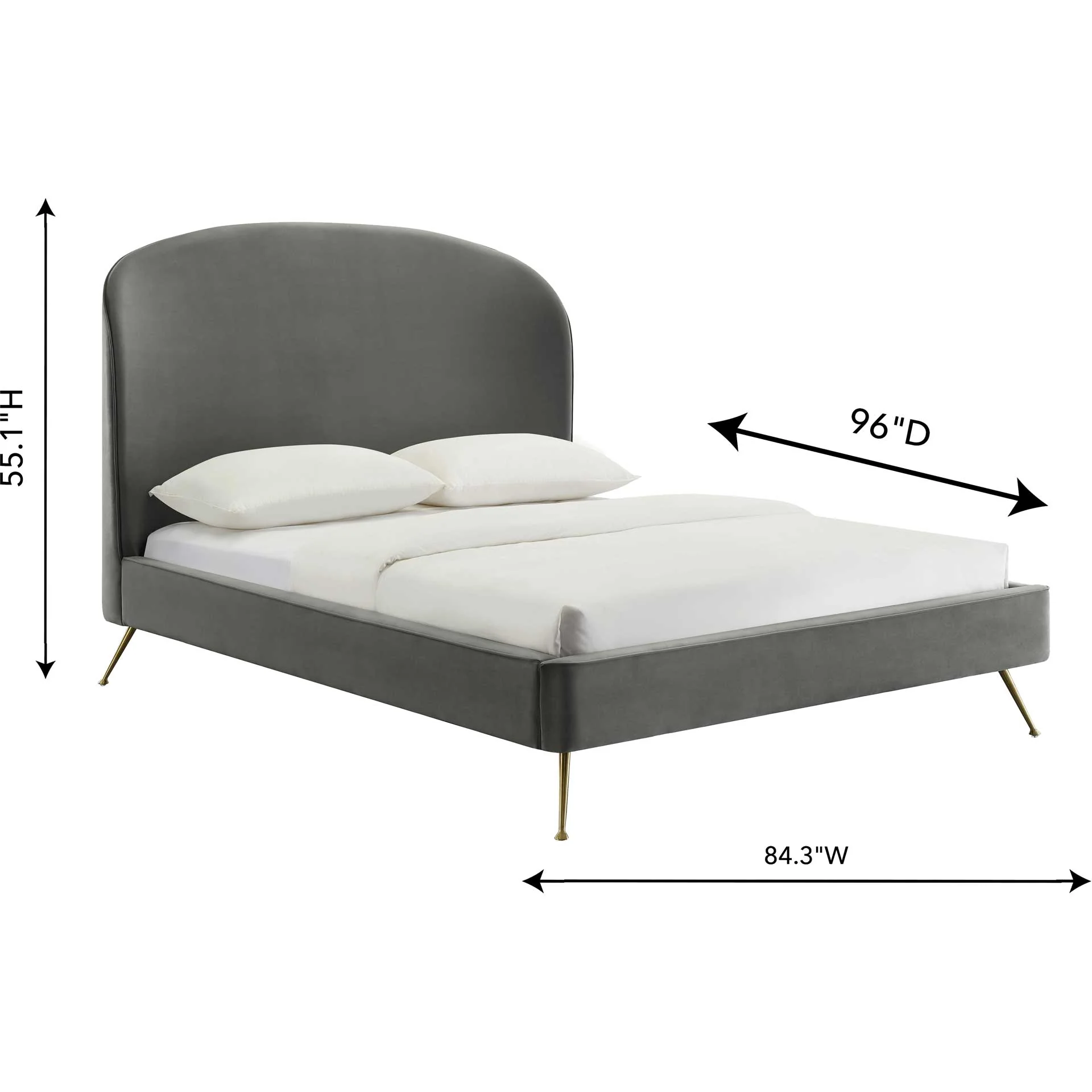 Vivify Velvet Bed Gray - Image 5