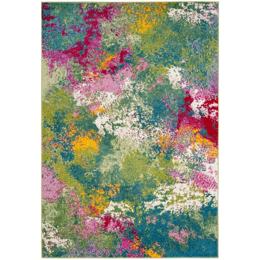 Watercolor Green/Fuchsia Area Rug