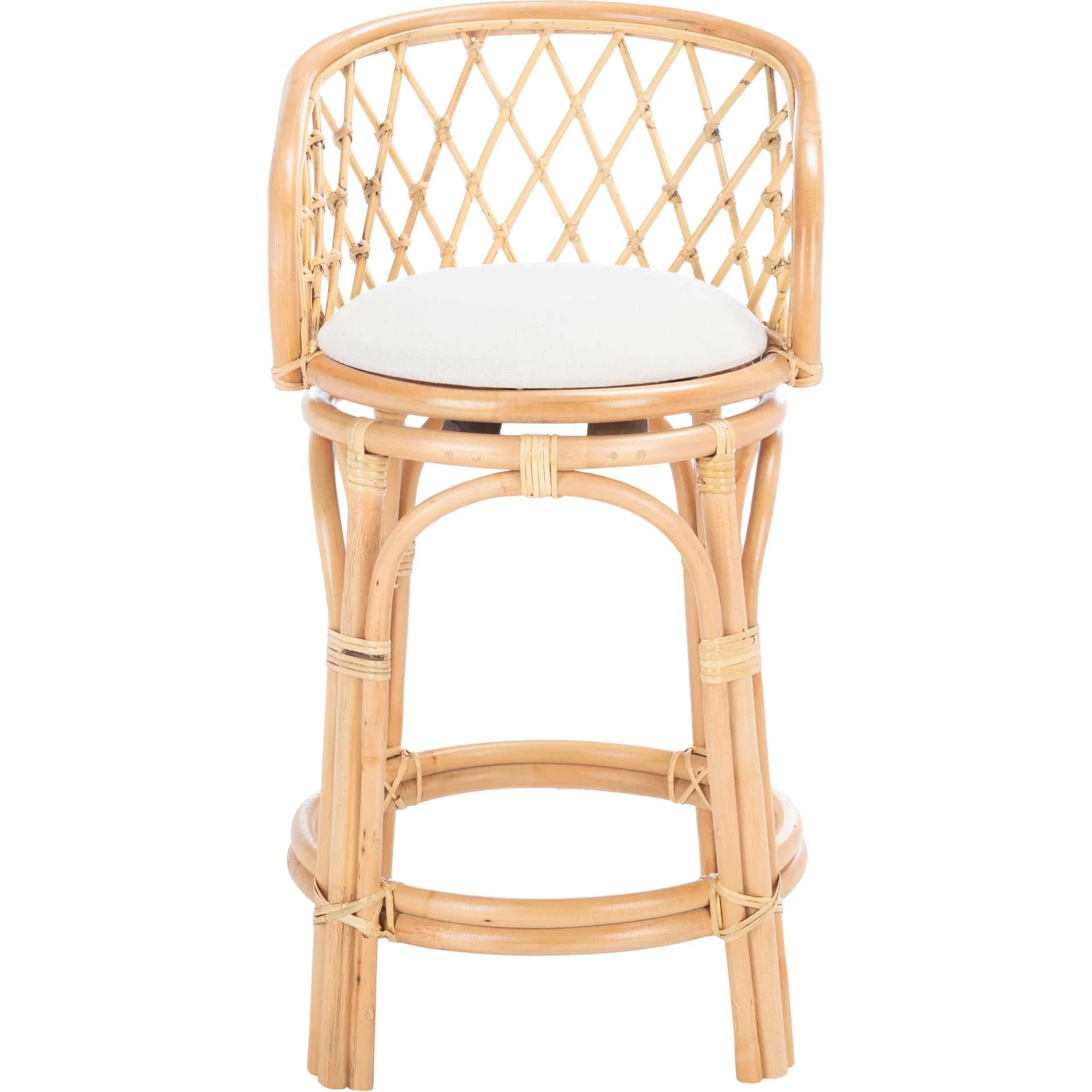 Yutu Rattan Counter Stool With Cushion Natural/White