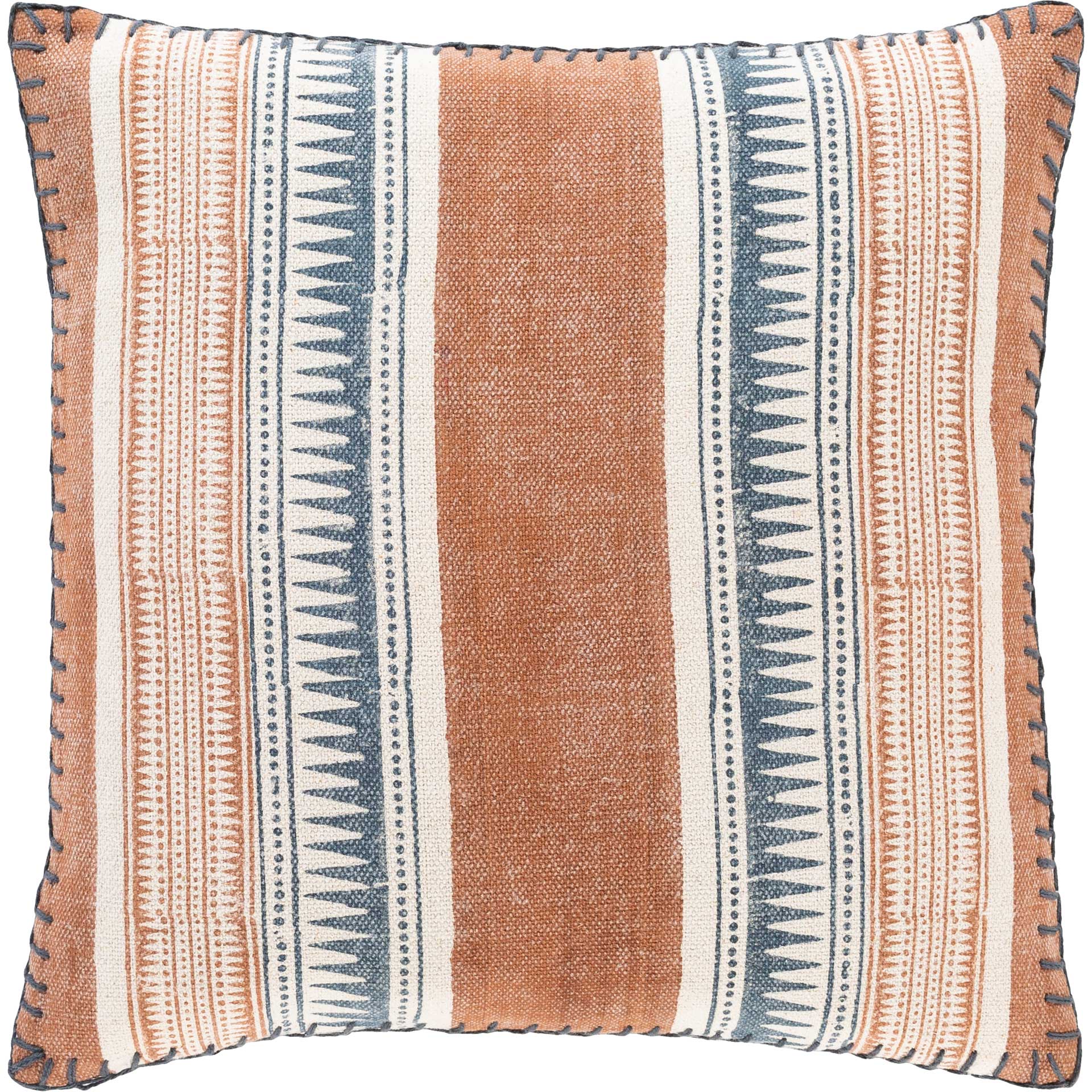 Zeke Pillow Dark Blue/Khaki/Burnt Orange